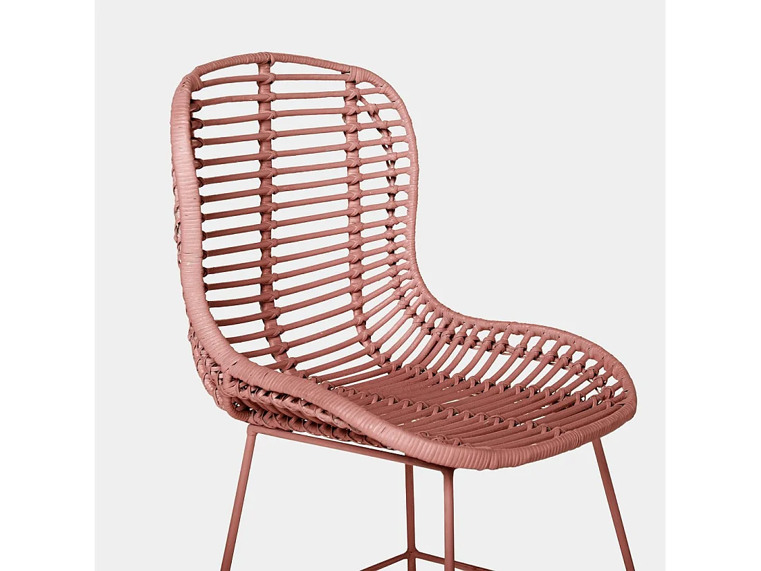 Chaise d'extérieur en fibre naturelle terracotta 47x86 cm-Leo