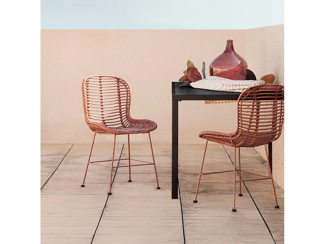 Chaise d'extérieur en fibre naturelle terracotta 47x86 cm-Leo