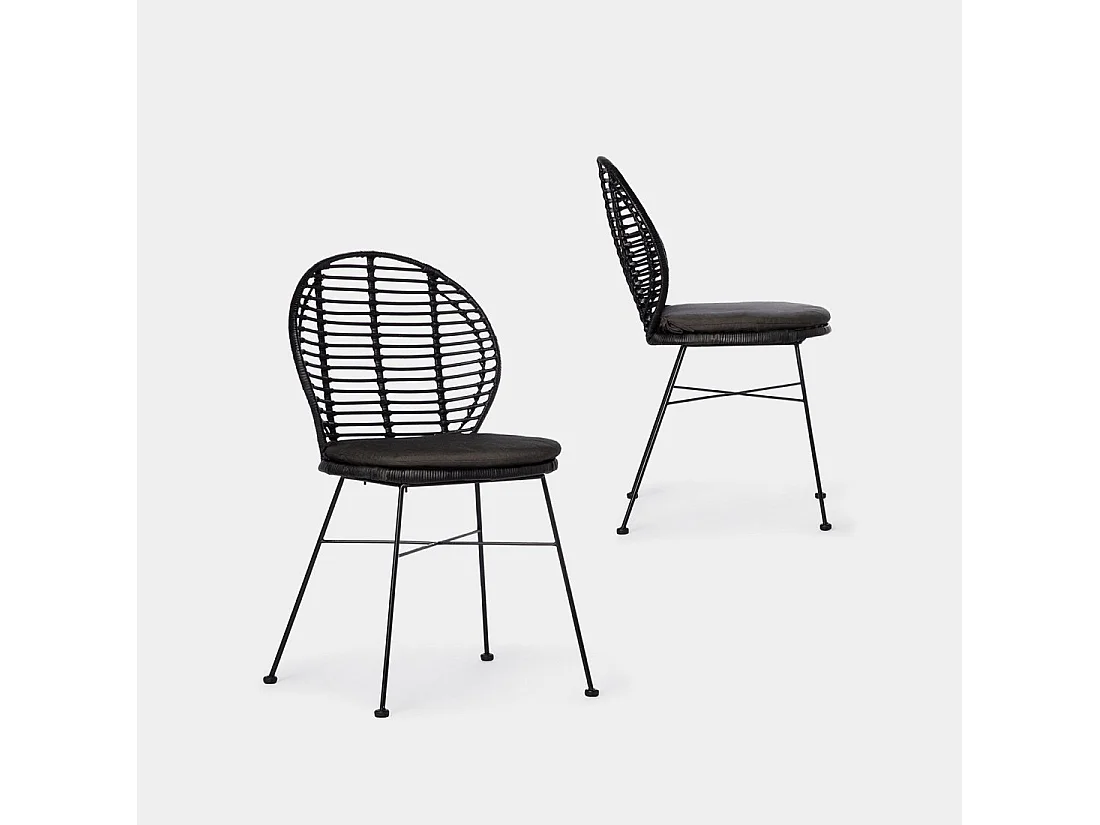 Chaise d'extérieur en fibre naturelle noir 51x89 cm-Kala