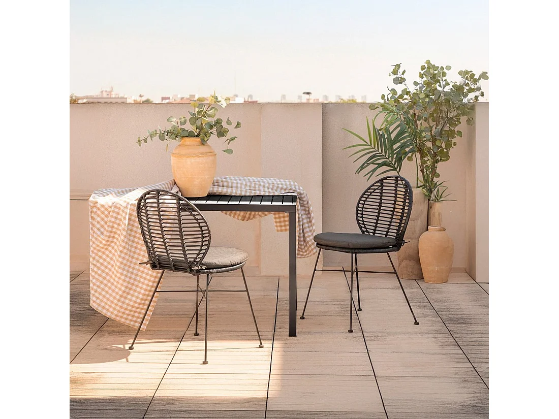 Chaise d'extérieur en fibre naturelle noir 51x89 cm-Kala