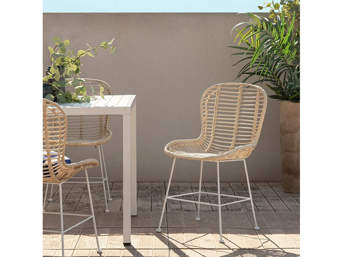 Chaise d'extérieur en rotin naturel 47x86 cm-Leo