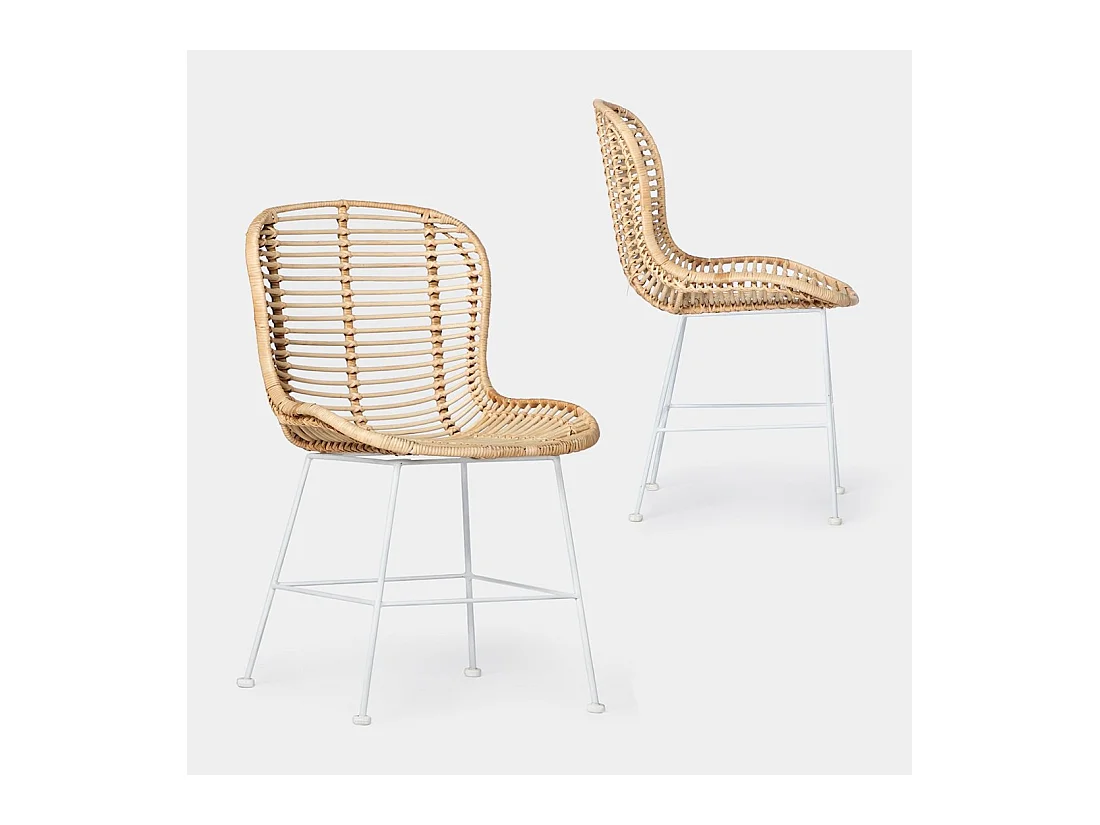 Chaise d'extérieur en rotin naturel 47x86 cm-Leo