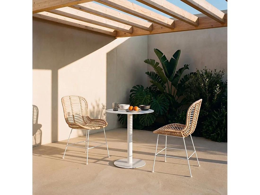 Chaise d'extérieur en rotin naturel 47x86 cm-Leo