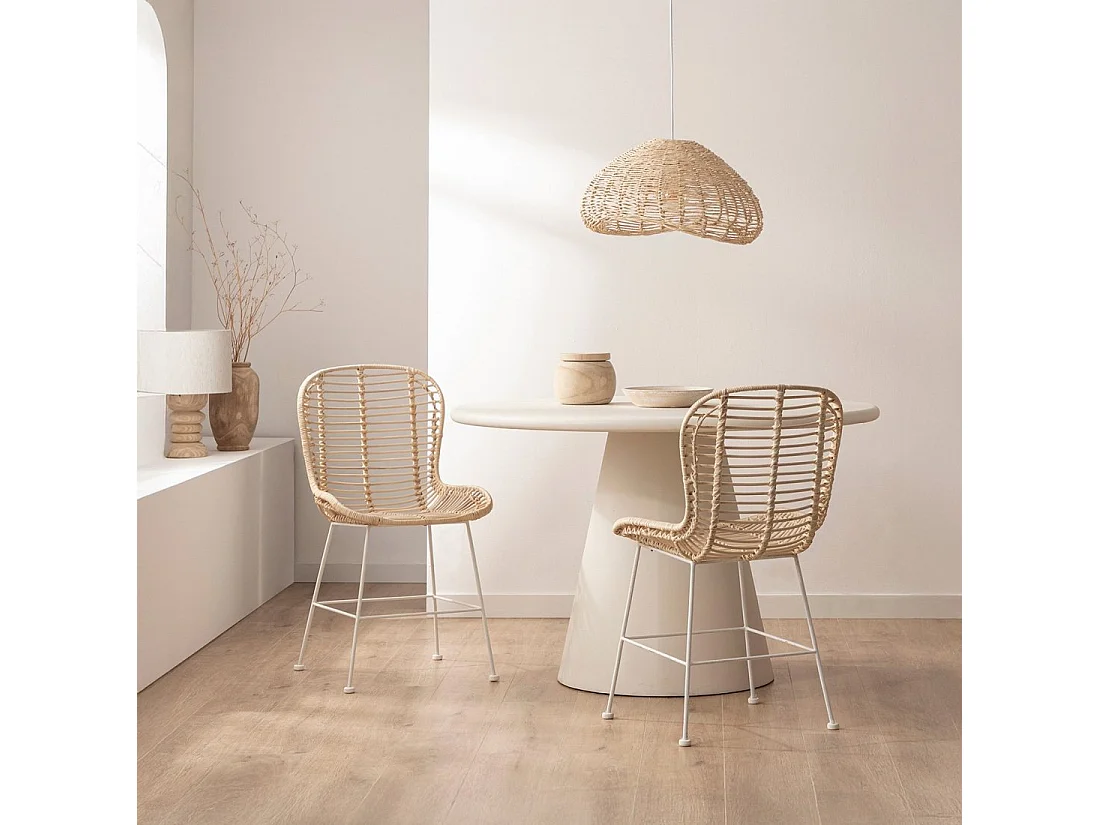 Chaise d'extérieur en rotin naturel 47x86 cm-Leo