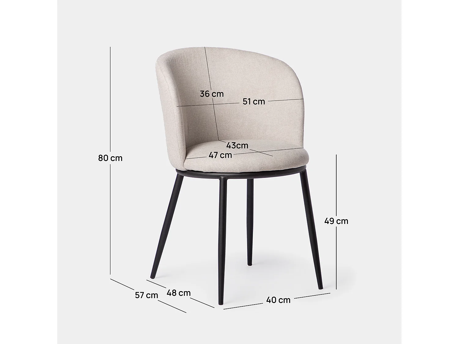 Packs 2 sillas Beige 51 x 80 cm