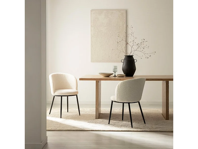 Chaise de salle à manger en tissu beige 51x80 cm-Nolan