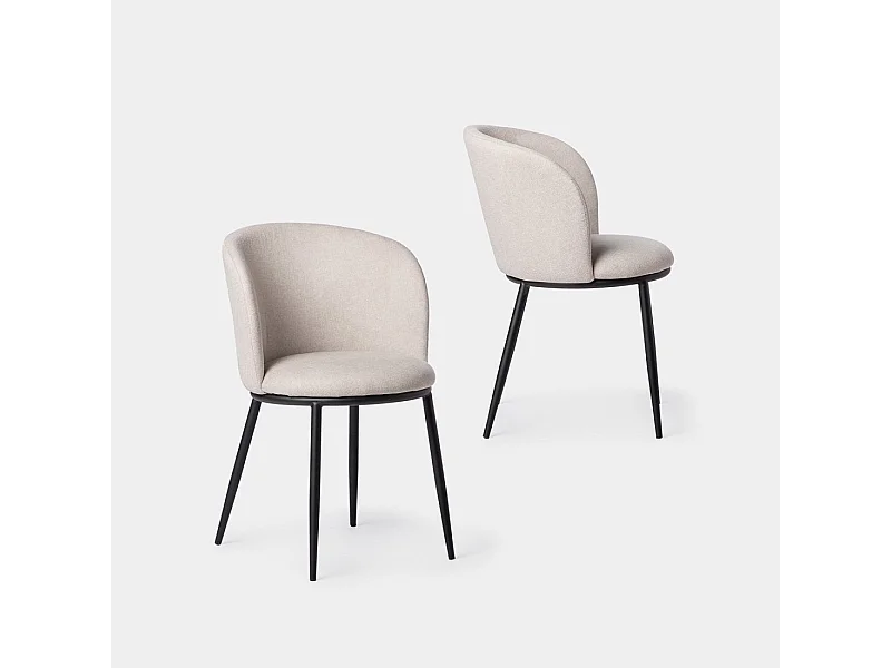 Chaise de salle à manger en tissu beige 51x80 cm-Nolan