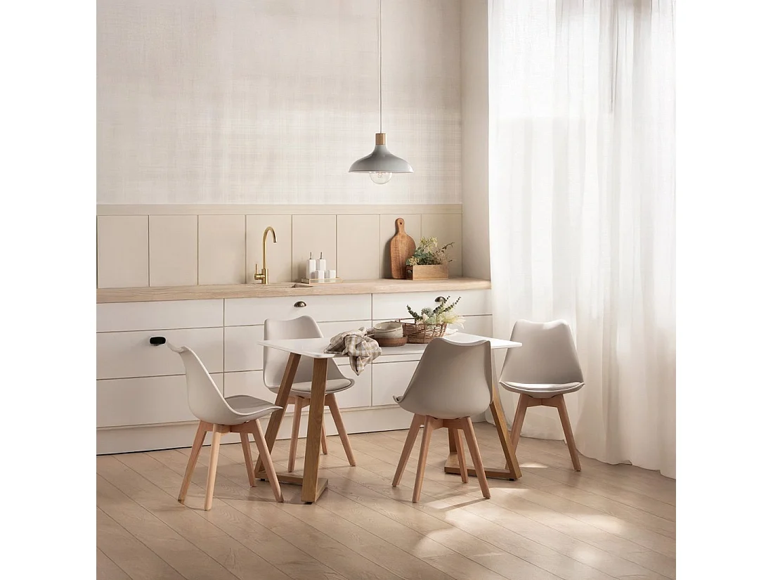 Chaise de salle à manger en plastique beige 48x82 cm-Kler