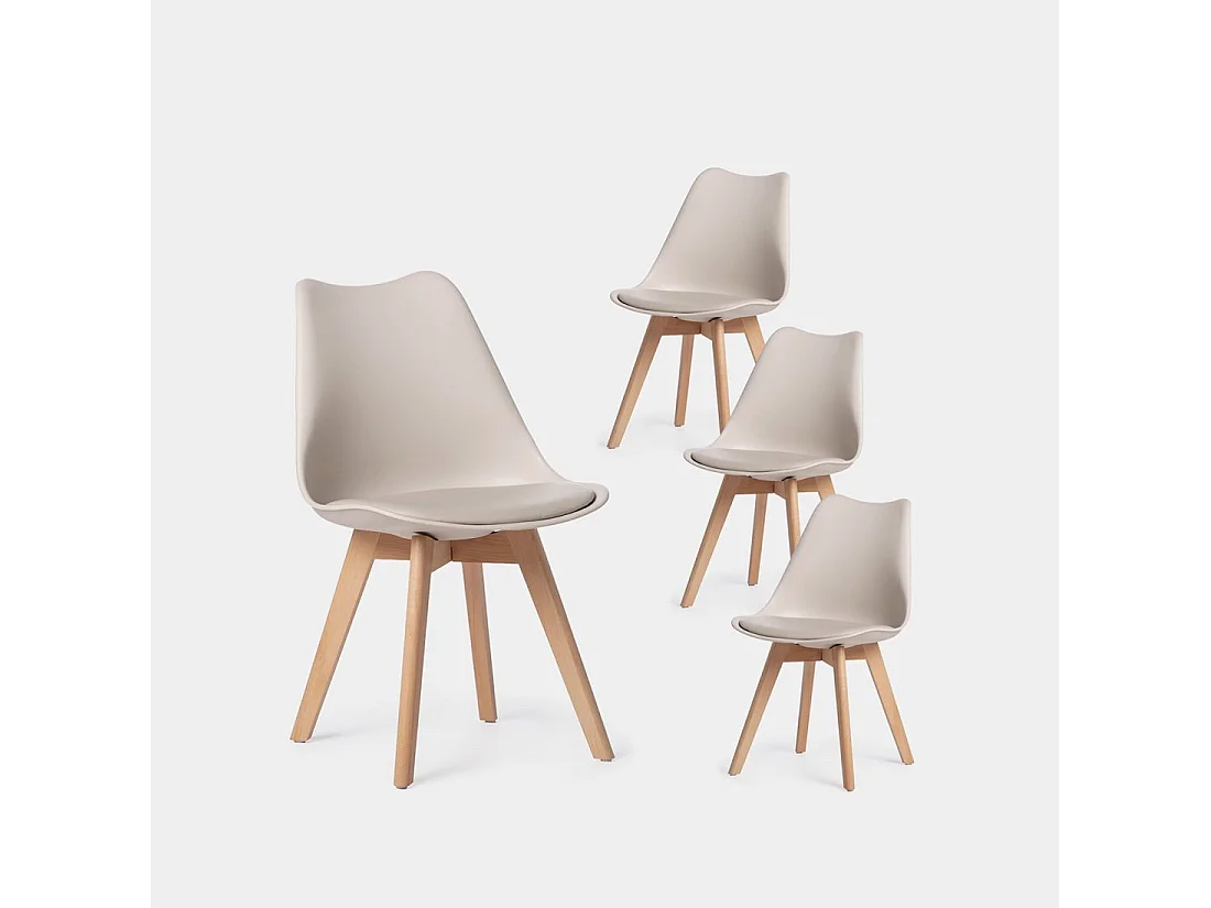 Packs 4 sillas Beige 48 x 82 cm