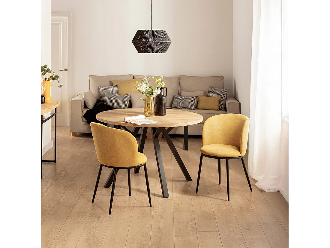 Chaise de salle à manger en tissu moutarde 51x80 cm-Nolan