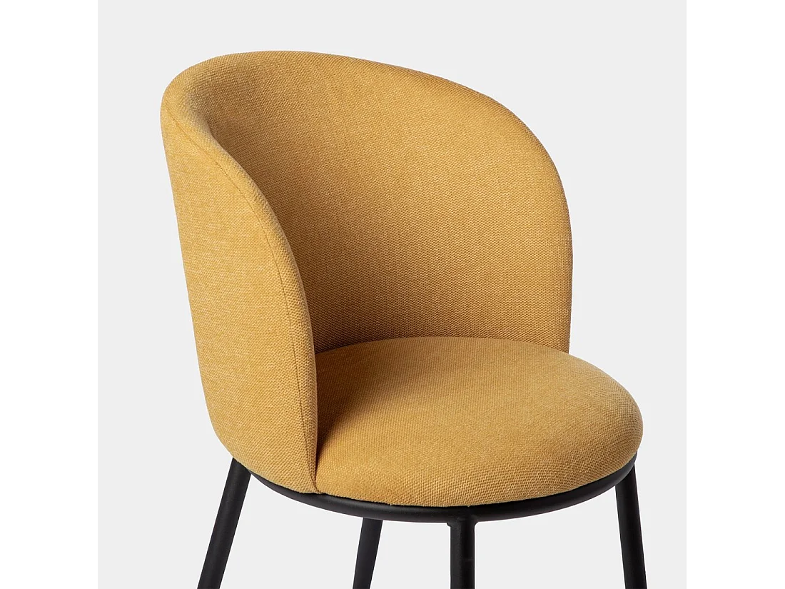 Chaise de salle à manger en tissu moutarde 51x80 cm-Nolan