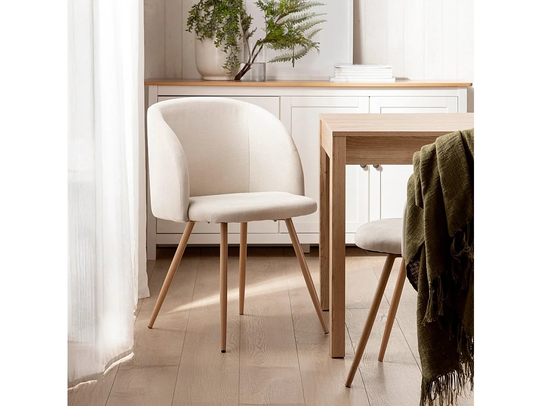 Silla de comedor de Tela Beige 82 x 54- Scot