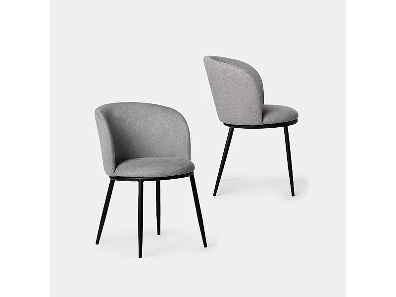 Chaise de salle à manger en tissu gris 51x80 cm-Nolan