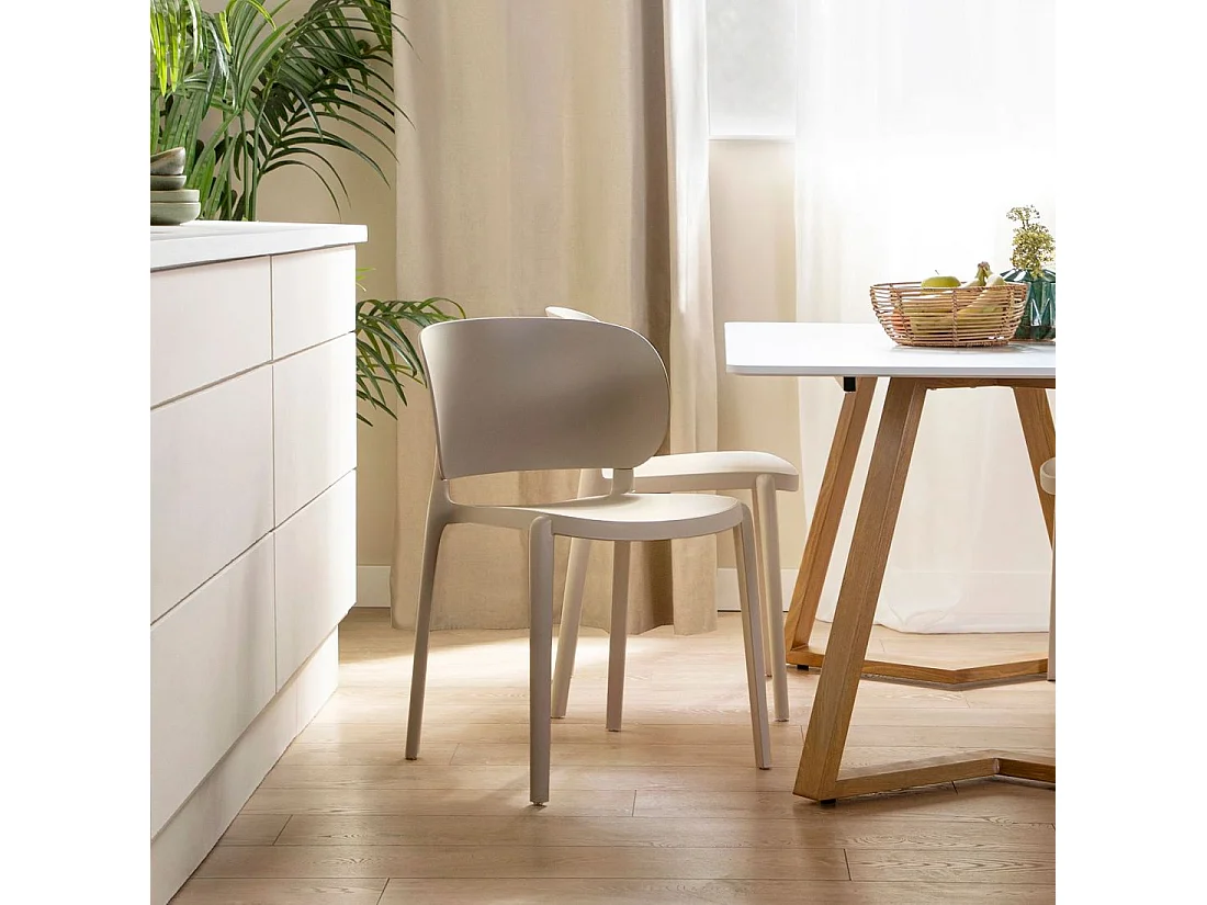 Chaise d'extérieur en plastique beige 50x78 cm-Jana