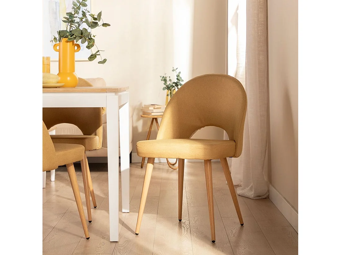Chaise de salle à manger en tissu mostaza 49x85 cm-Blair