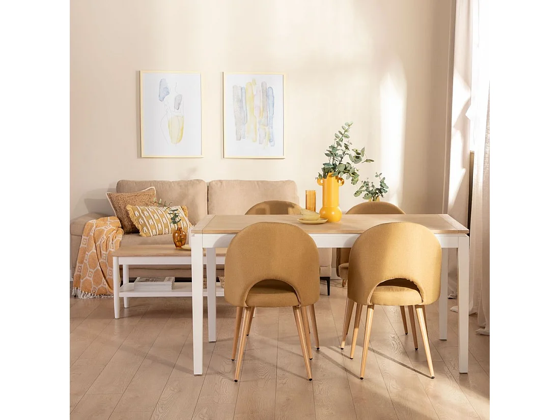 Chaise de salle à manger en tissu mostaza 49x85 cm-Blair