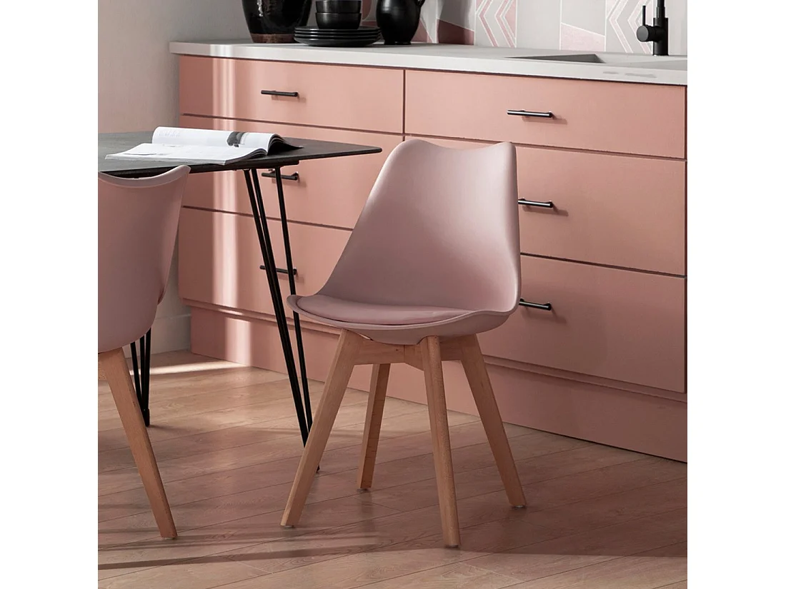 Chaise de salle à manger en plastique rose 48x82 cm-Kler