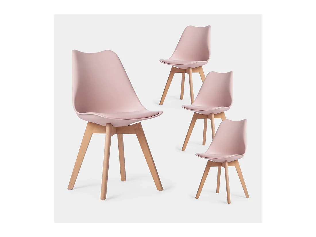 Packs 4 sillas Rosa 48 x 82 cm