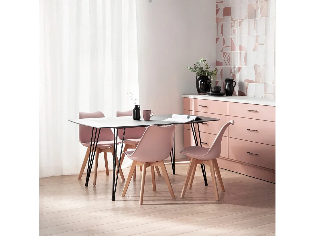 Chaise de salle à manger en plastique rose 48x82 cm-Kler