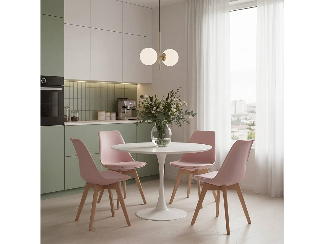 Chaise de salle à manger en plastique rose 48x82 cm-Kler