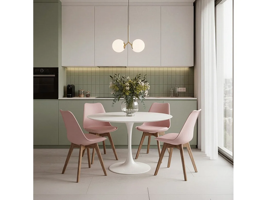 Chaise de salle à manger en plastique rose 48x82 cm-Kler