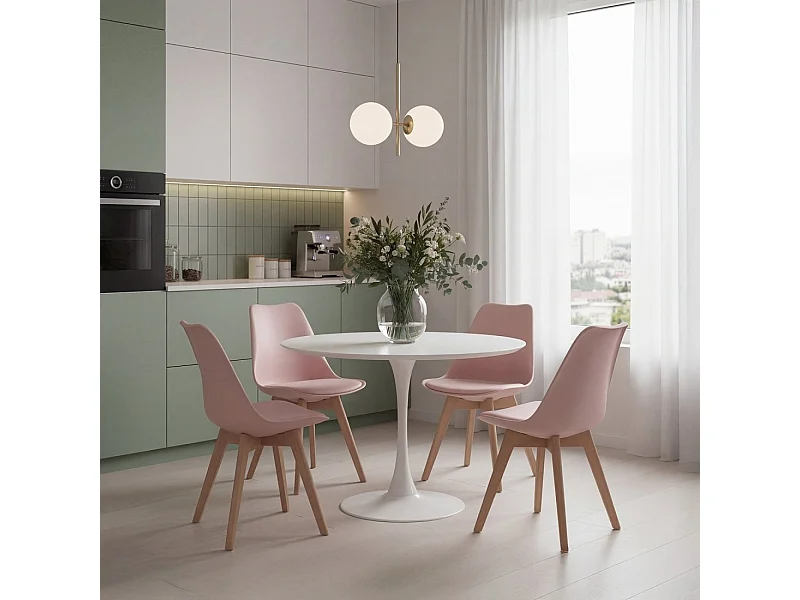 Chaise de salle à manger en plastique rose 48x82 cm-Kler