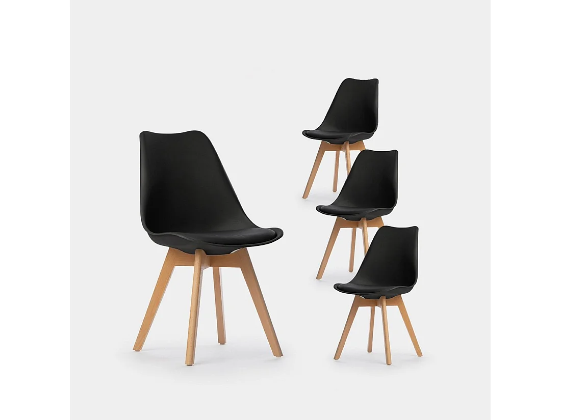 Packs 4 sillas Negro 48 x 82 cm