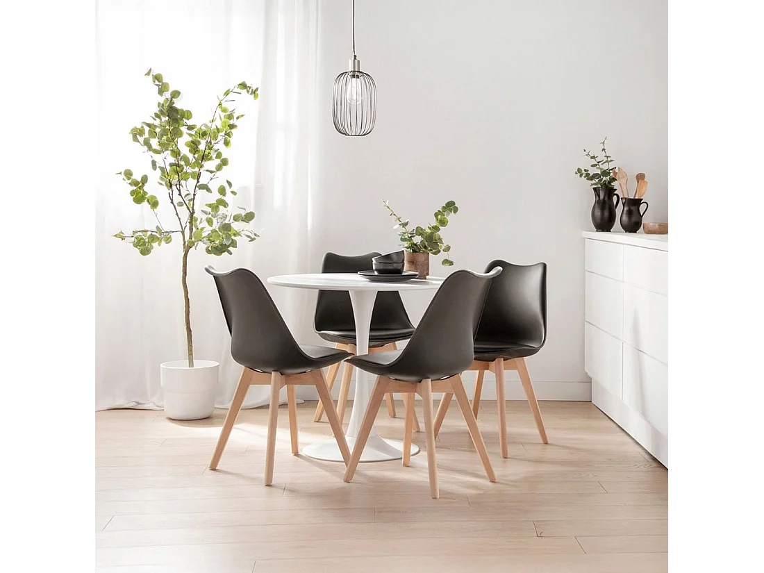 Chaise de salle à manger en plastique noir 48x82 cm-Kler