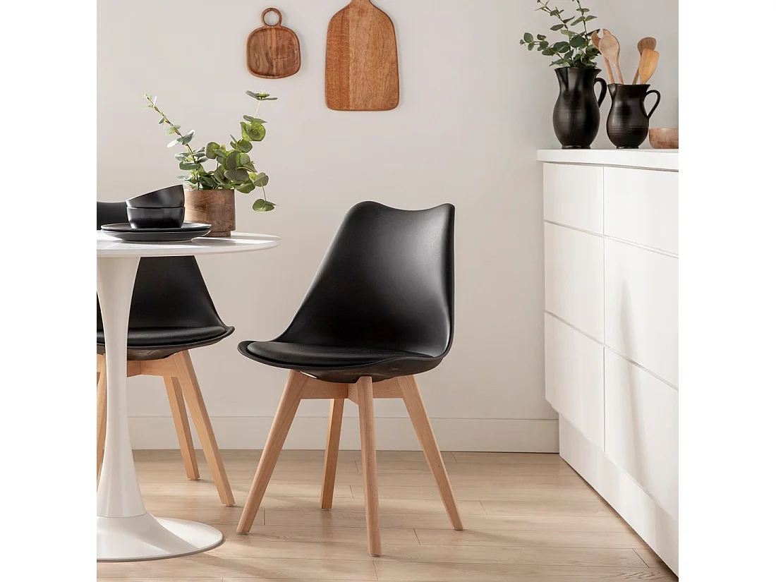 Chaise de salle à manger en plastique noir 48x82 cm-Kler