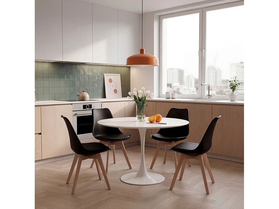 Chaise de salle à manger en plastique noir 48x82 cm-Kler