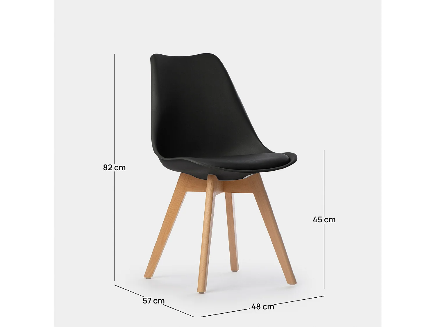 Packs 4 sillas Negro 48 x 82 cm
