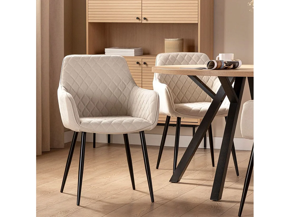 Chaise de salle à manger en tissu beige 58x85 cm-Lizel