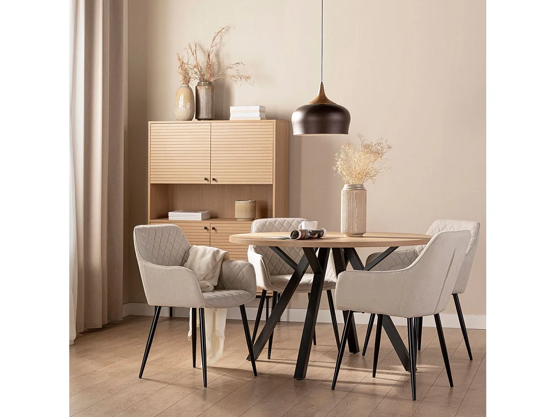 Chaise de salle à manger en tissu beige 58x85 cm-Lizel