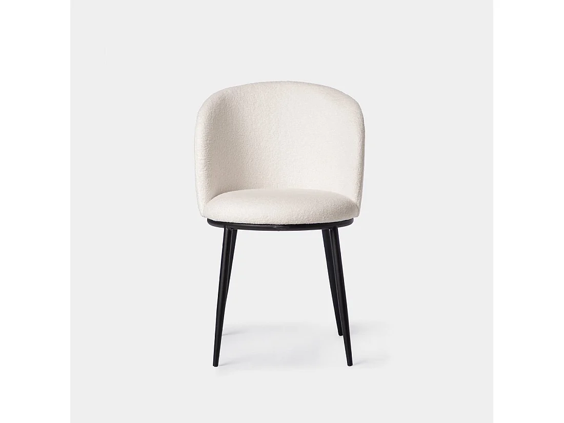 Chaise de salle à manger en revêtement en moutonnet blanc 51x80 cm-Nolan