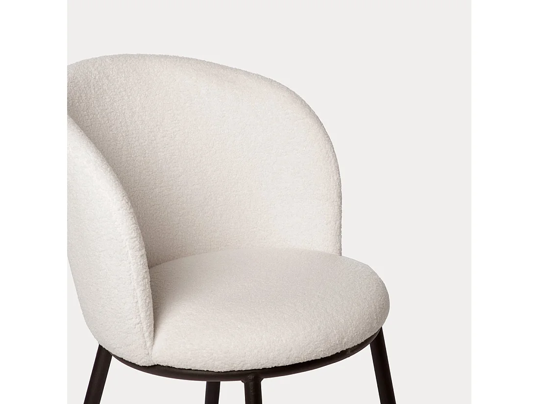 Chaise de salle à manger en revêtement en moutonnet blanc 51x80 cm-Nolan