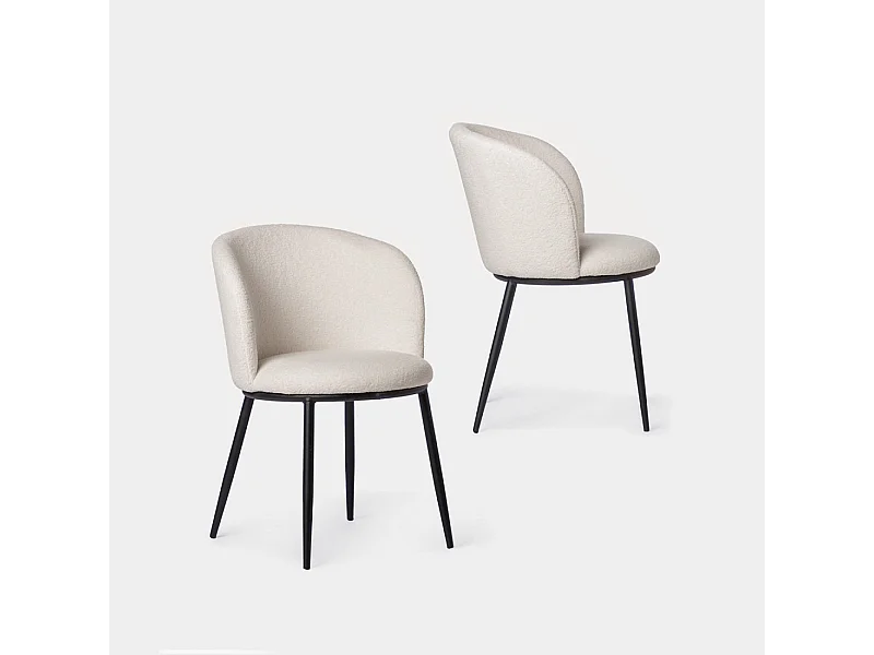 Chaise de salle à manger en revêtement en moutonnet blanc 51x80 cm-Nolan