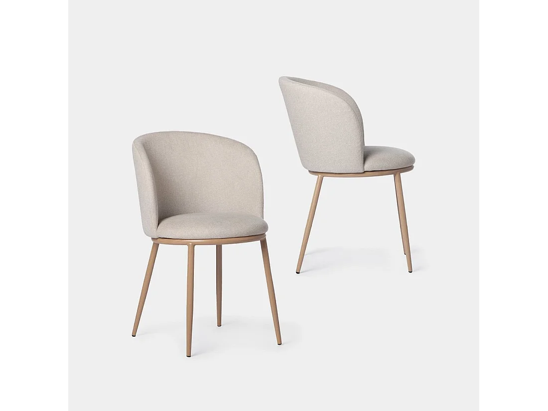 Chaise de salle à manger en tissu beige 51x80 cm-Nolan