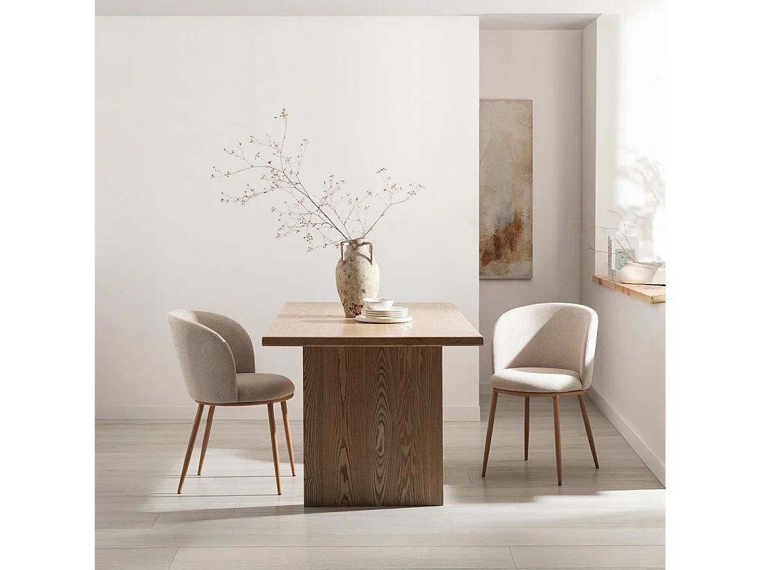 Chaise de salle à manger en tissu beige 51x80 cm-Nolan