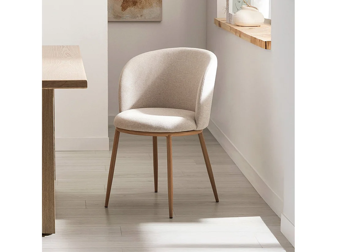 Chaise de salle à manger en tissu beige 51x80 cm-Nolan