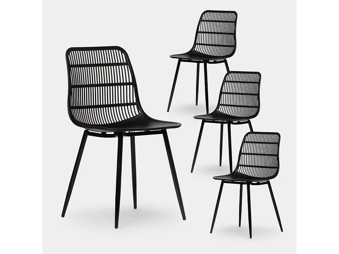 Chaise d'extérieur en plastique noir 46x85 cm-Vera