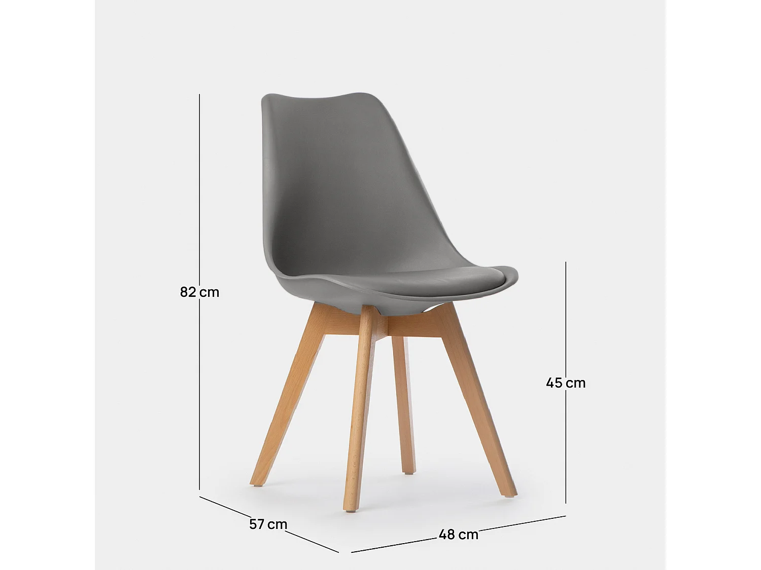 Packs 4 sillas Gris 48 x 82 cm
