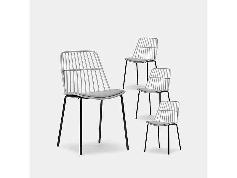 Packs 4 sillas Gris 45 x 82 cm