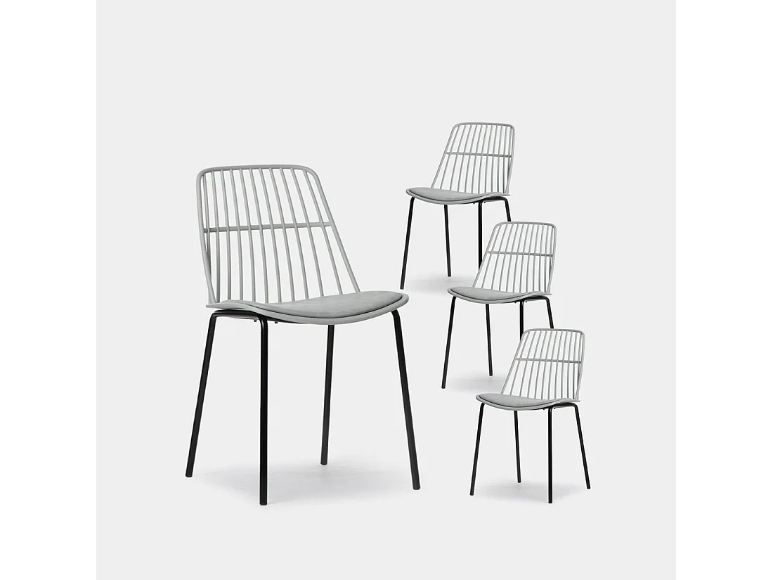 Chaise d'extérieur en plastique gris 45x82 cm-Erica