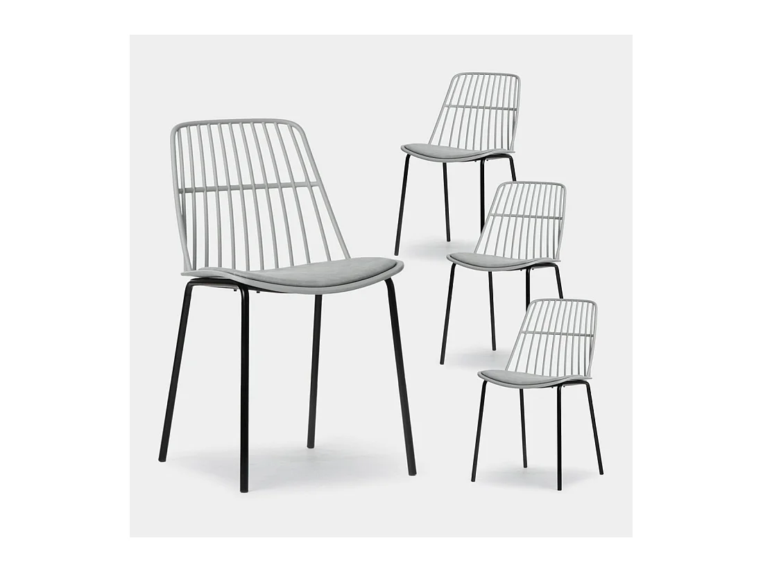 Chaise d'extérieur en plastique gris 45x82 cm-Erica