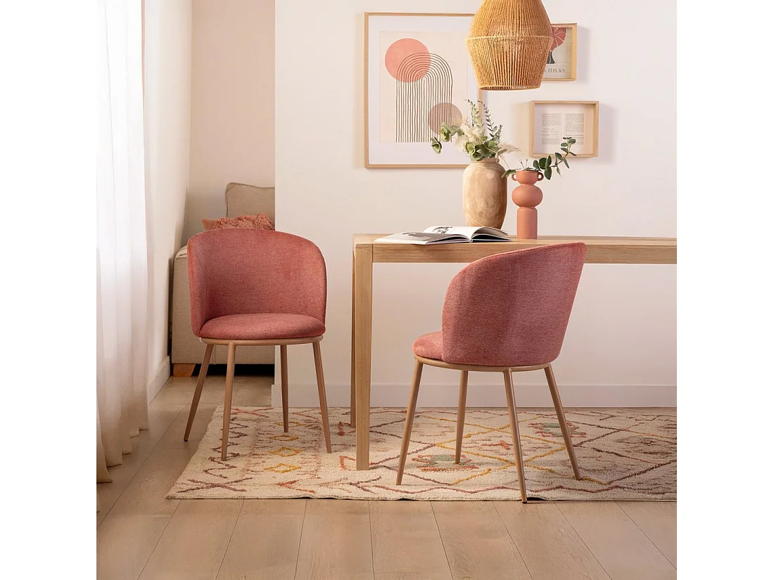 Chaise de salle à manger en tissu terracotta 51x80 cm-Nolan