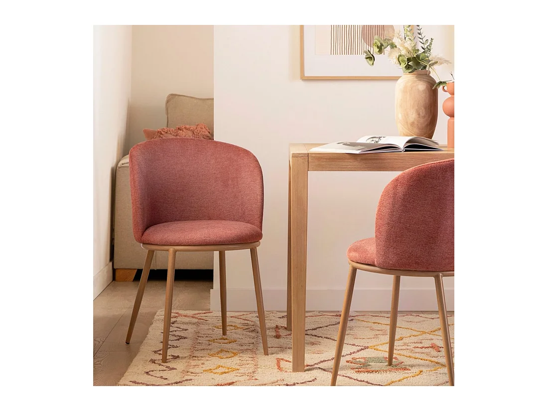 Chaise de salle à manger en tissu terracotta 51x80 cm-Nolan