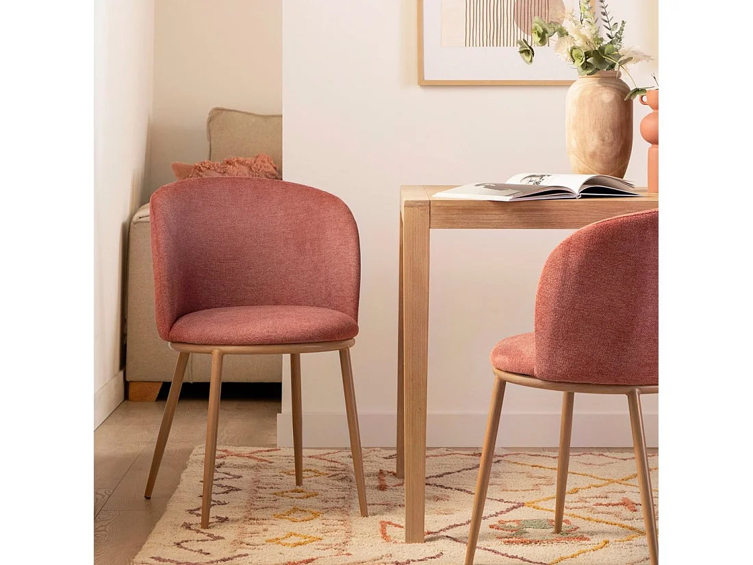 Chaise de salle à manger en tissu terracotta 51x80 cm-Nolan