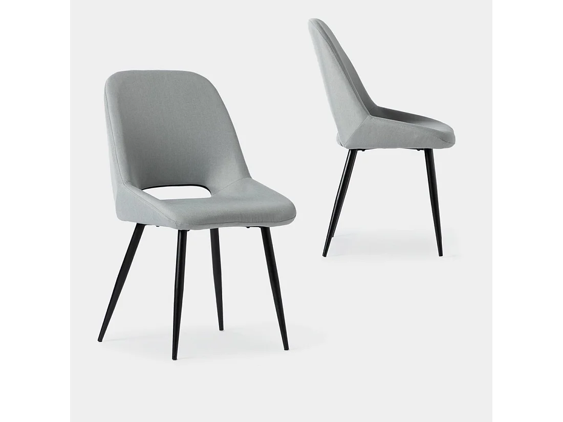 Chaise de salle à manger en tissu gris 51x91 cm-Emily