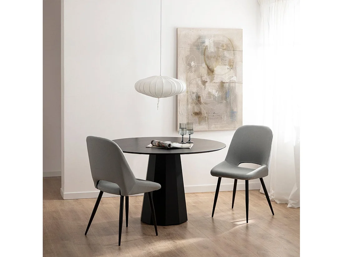 Chaise de salle à manger en tissu gris 51x91 cm-Emily