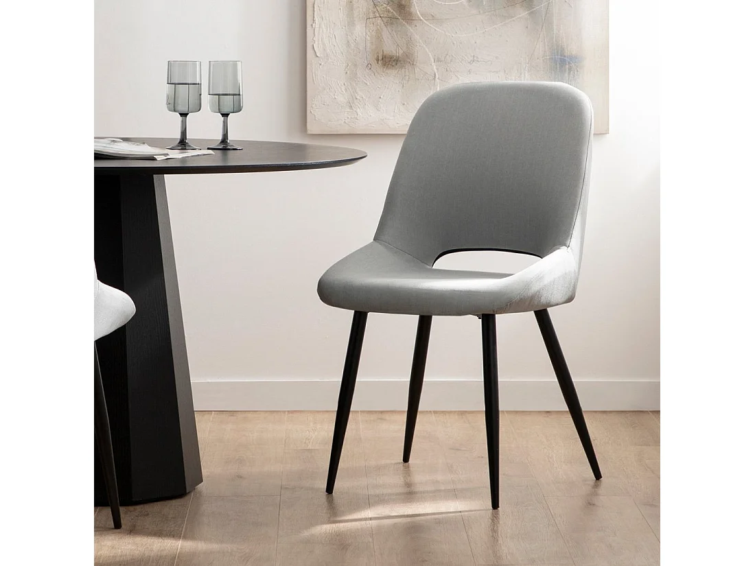 Chaise de salle à manger en tissu gris 51x91 cm-Emily
